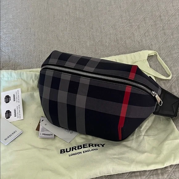 Burberry Black and Red Plaid Belt Bag - Picture 10 of 12